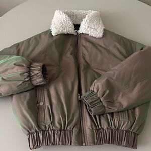 UGG Brown Puffer Jacket with Cream Collar